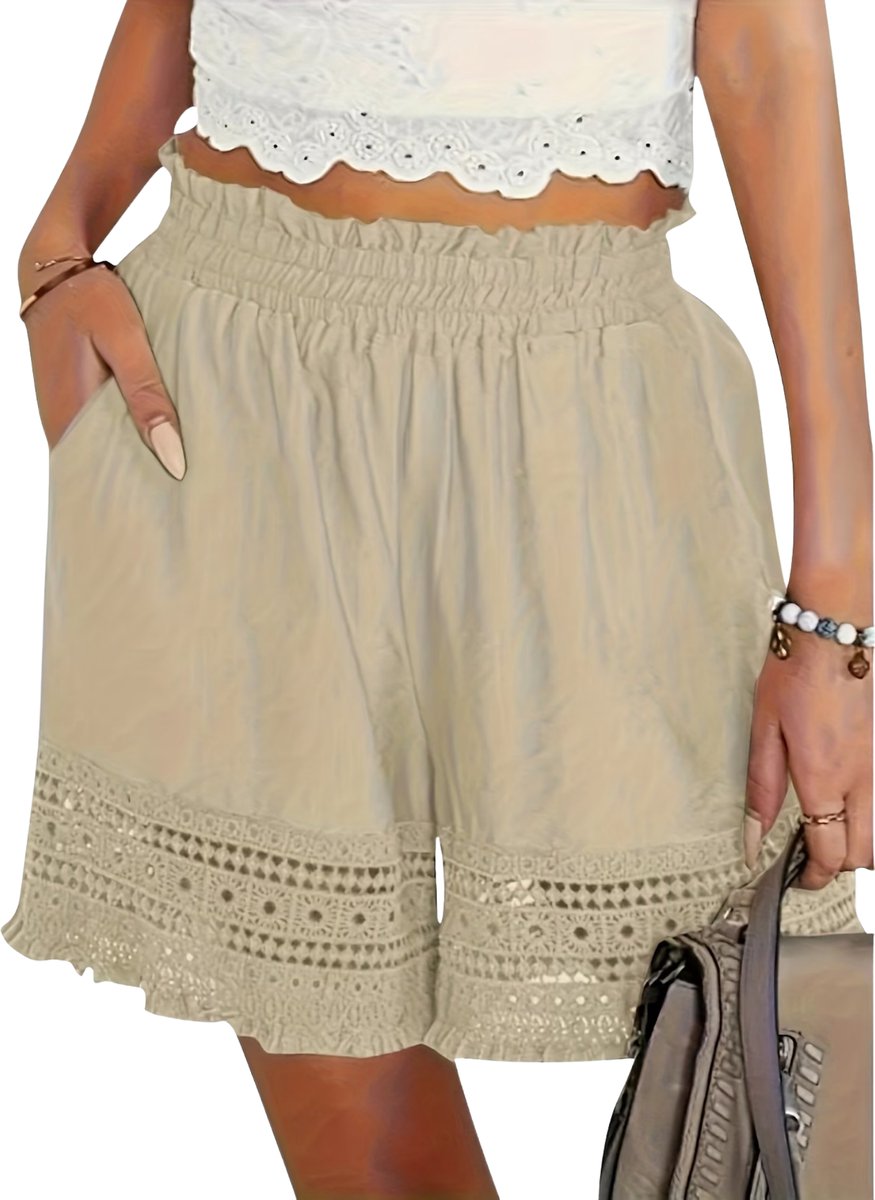 Currero Korte Broek Dames Spijkerbroek Met Zakken Volwassenen Meisjes Shorts Abrikoos