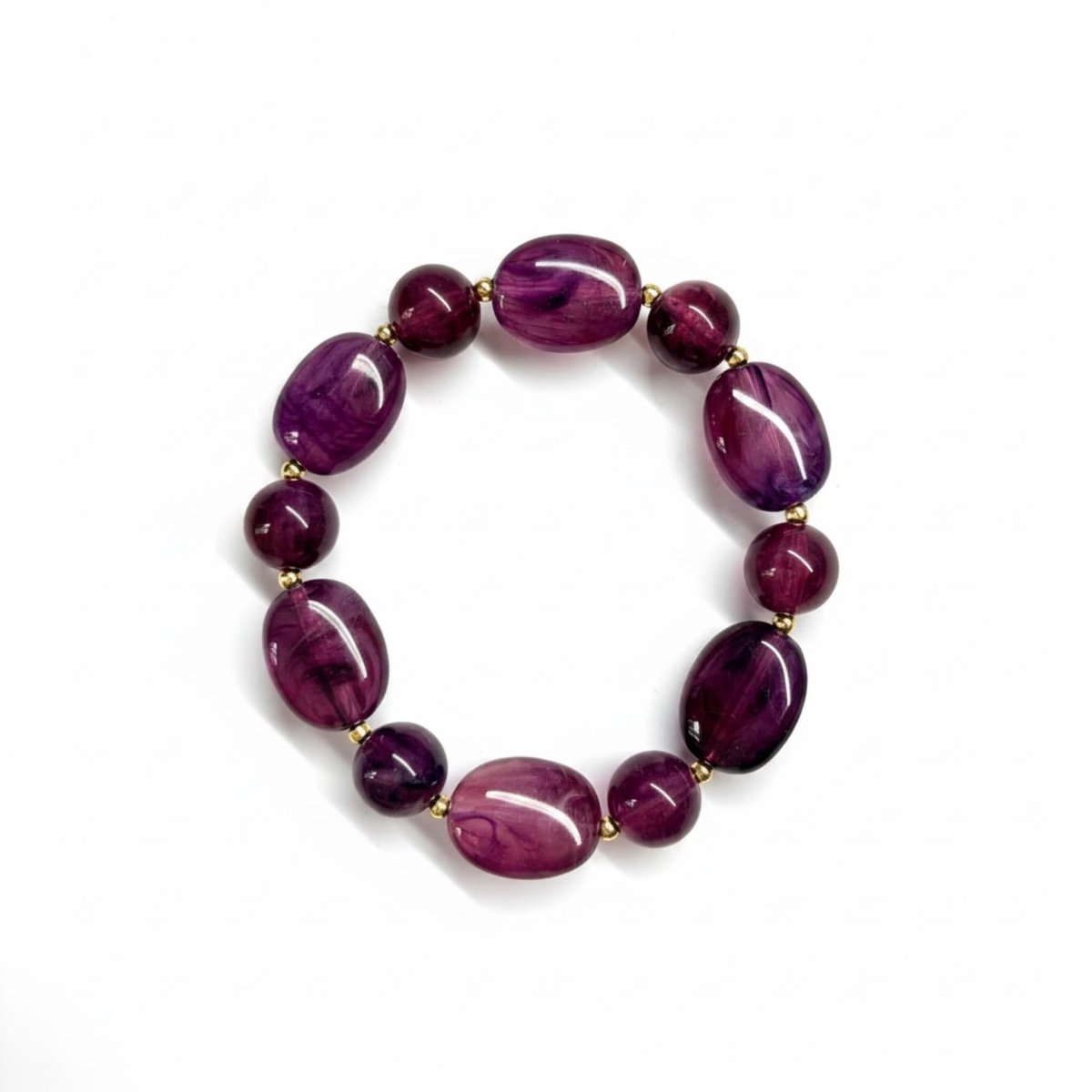 2 Love It Mystic Plum Dames Armband - Maat M 18 cm - Acryl Kralen Paars Gemarmerd