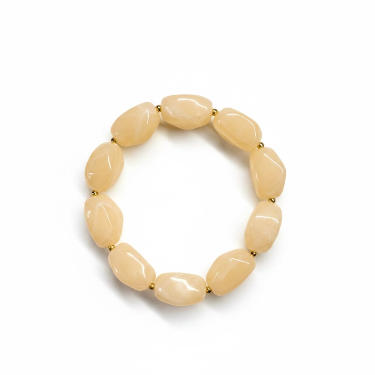 2 Love It Dames Armband Soft Creme Gemarmerd - Maat M 18 cm - Acryl Kralen 21x15,5 mm