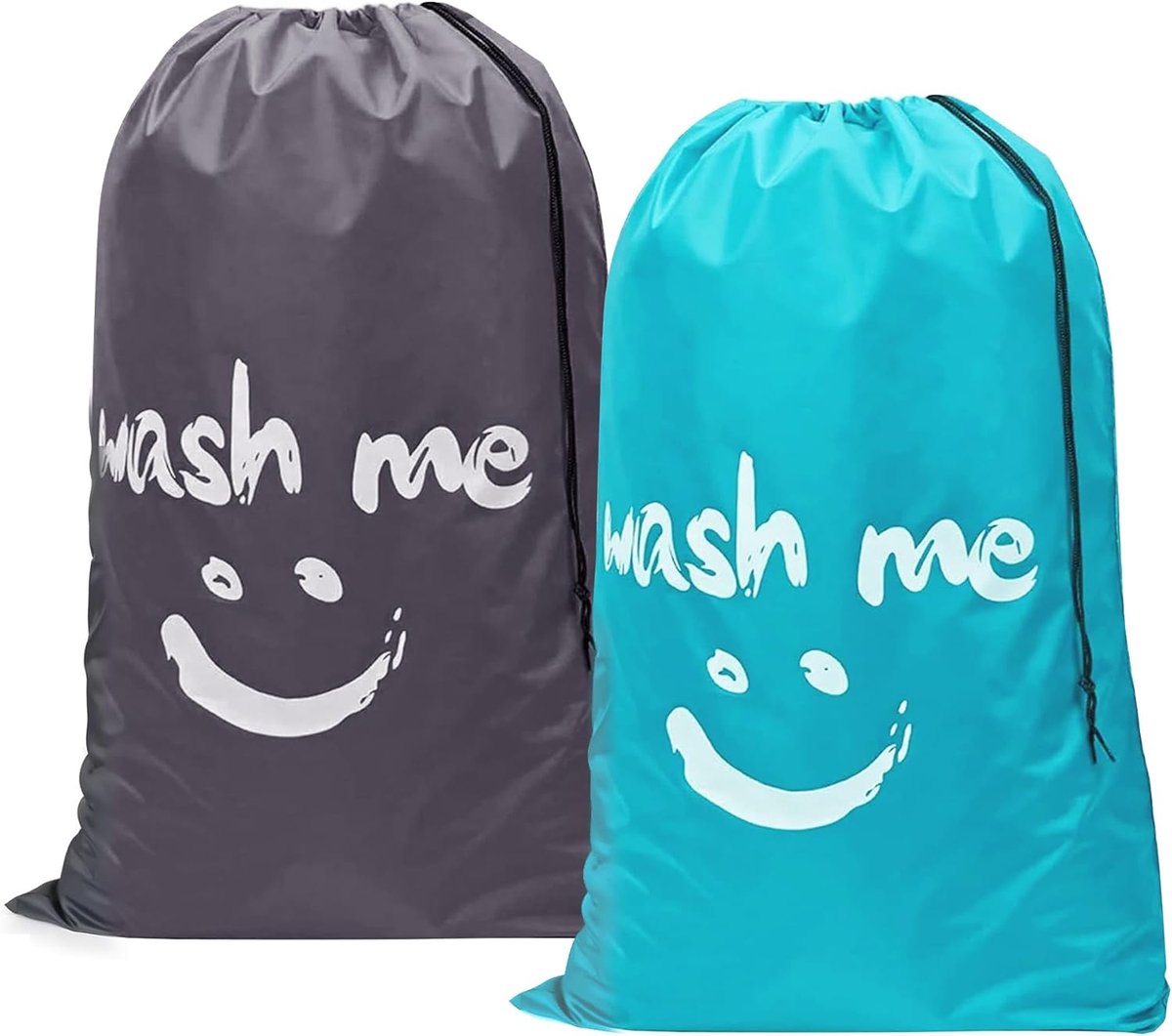 SnelShoppen - Waszak set van 2, lichtgewicht en groot formaat, ideaal voor reizen, kamperen, badkamer, huis of studentenhuis, blauw en grijs