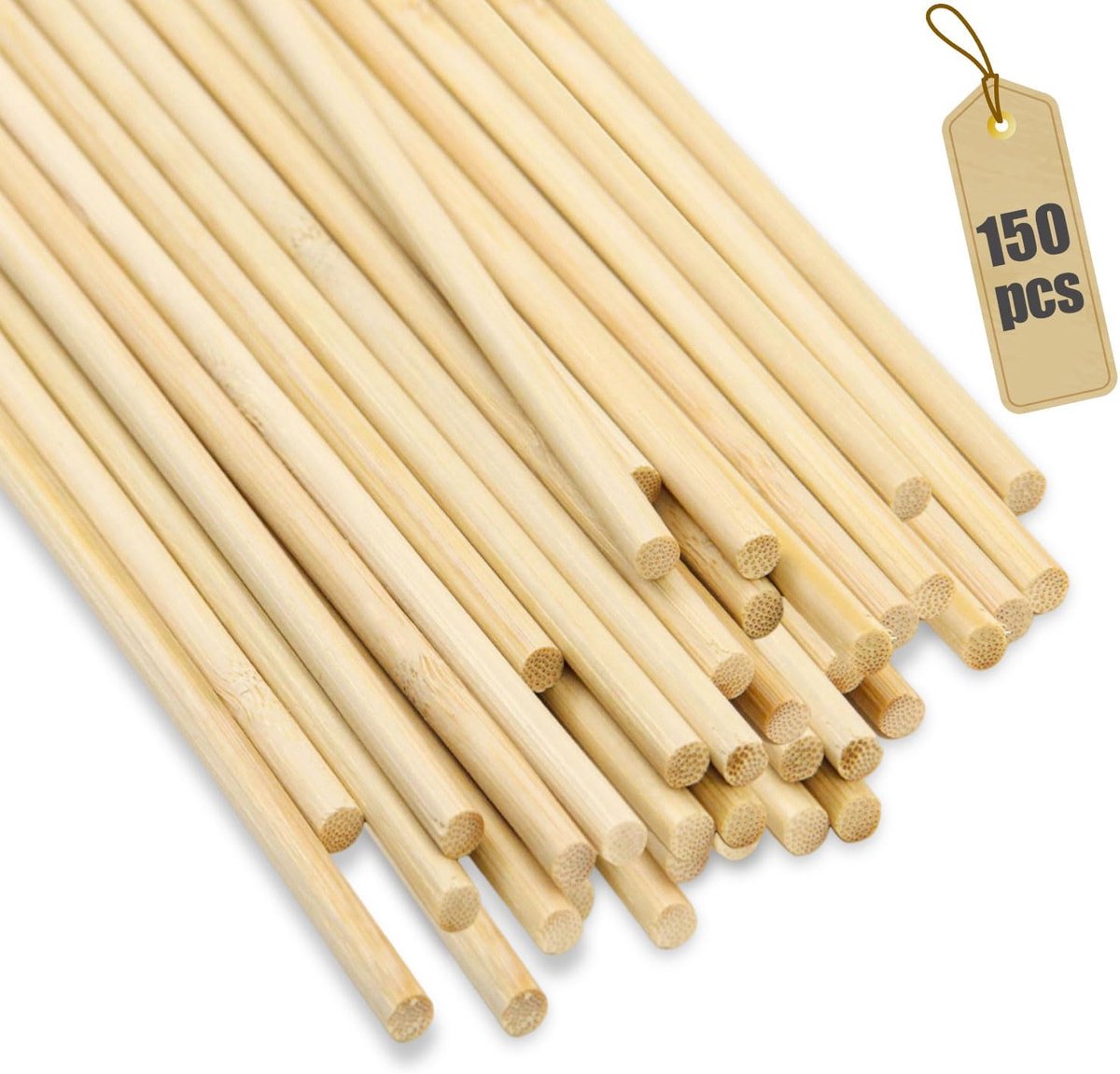 SnelShoppen - 150 Stuks Houten Stokken voor Creatieve Klussen, 300 x 4 mm, Ronde Stokken, Hout, Dowel Stangen, Geschikt voor Meubel Decoratie, Modelbo
