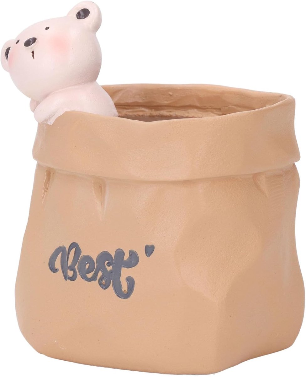 SnelShoppen - Penhouder voor Bureau, Schattige Dieren in Boodschappentas, Harsmateriaal, Desk Organizer, Potloodpot voor Schrijfwaren, Decoratie voor