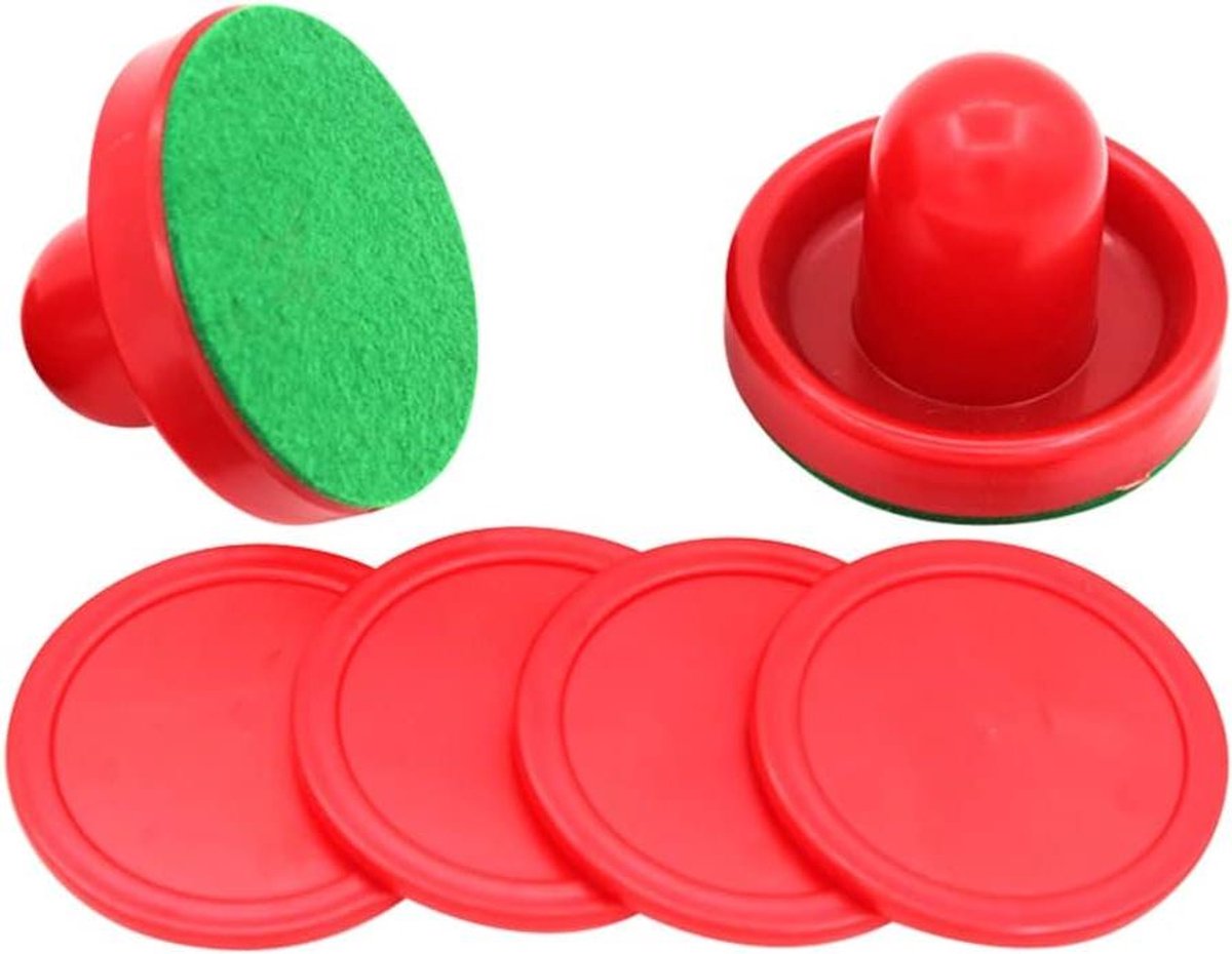 Airhockey Vervangingsset - Pucks en Paddles - Spelplezier Thuis - Praktische Reserveonderdelen - 4 Pucks - Rood