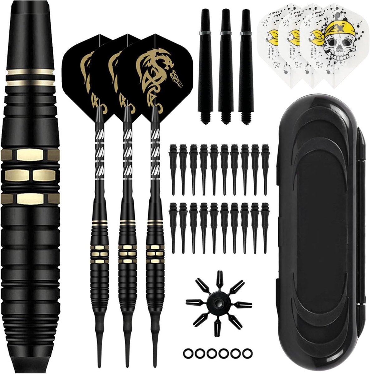 Dart darts met plastic tip - set van 3 zachte darts - 18 g professioneel met 20 plastic dart tips - SnelShoppen