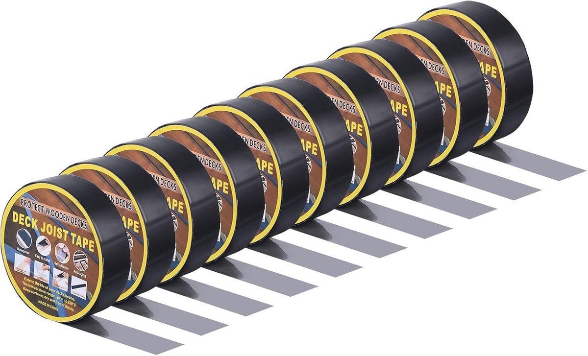 SnelShoppen - Butyl Beam Tape voor Scaffolding, Waterproof, 10 Rollen, 1-5/8" x 49", Zwart, Corrosiebestendig en Hittebestendig, Voor Hout en Steiger