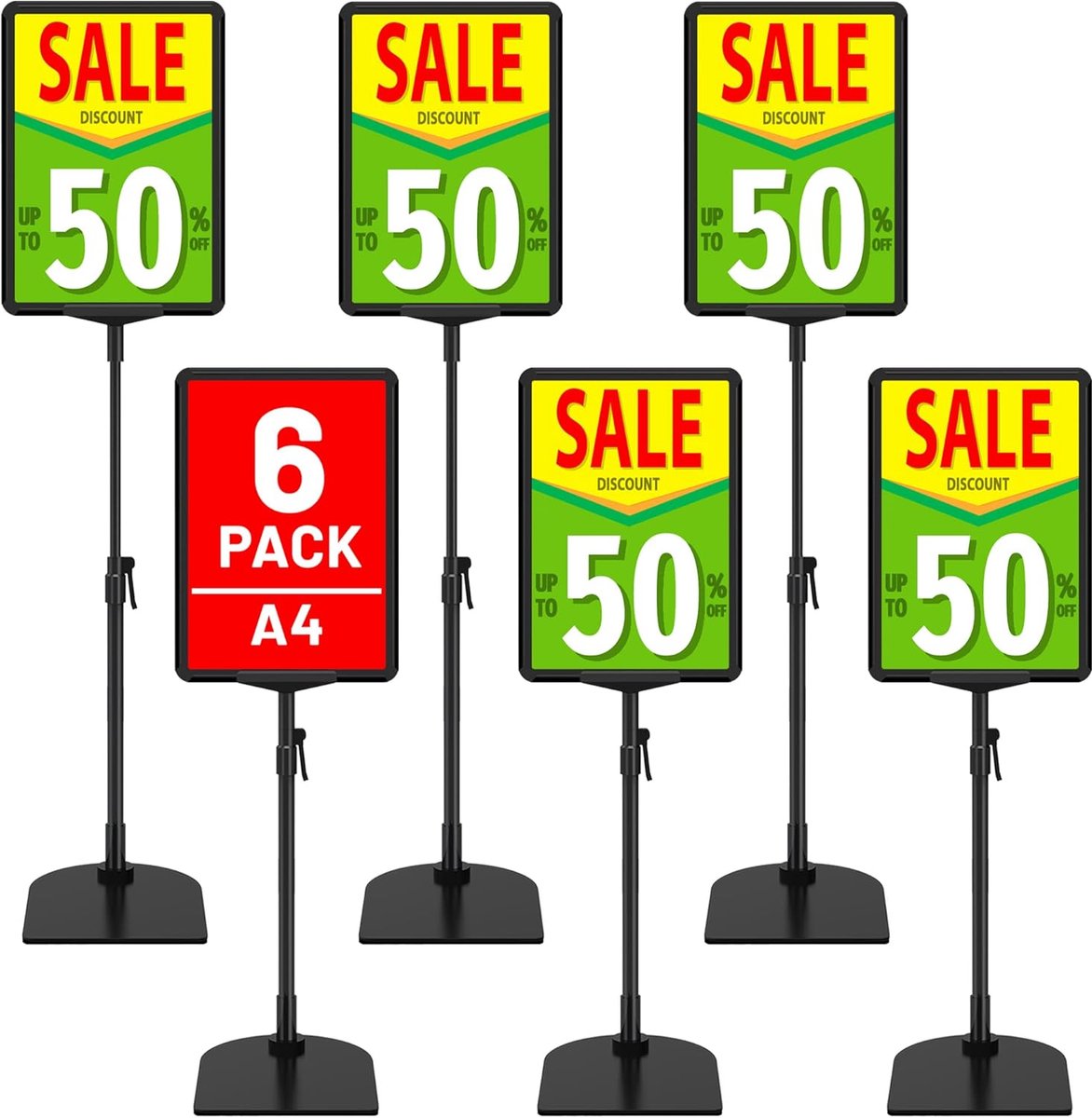 6Pack Poster stand A4 Signage Stand Adjustable Sign Holder for Business, Office, Restaurant - ShopVlot