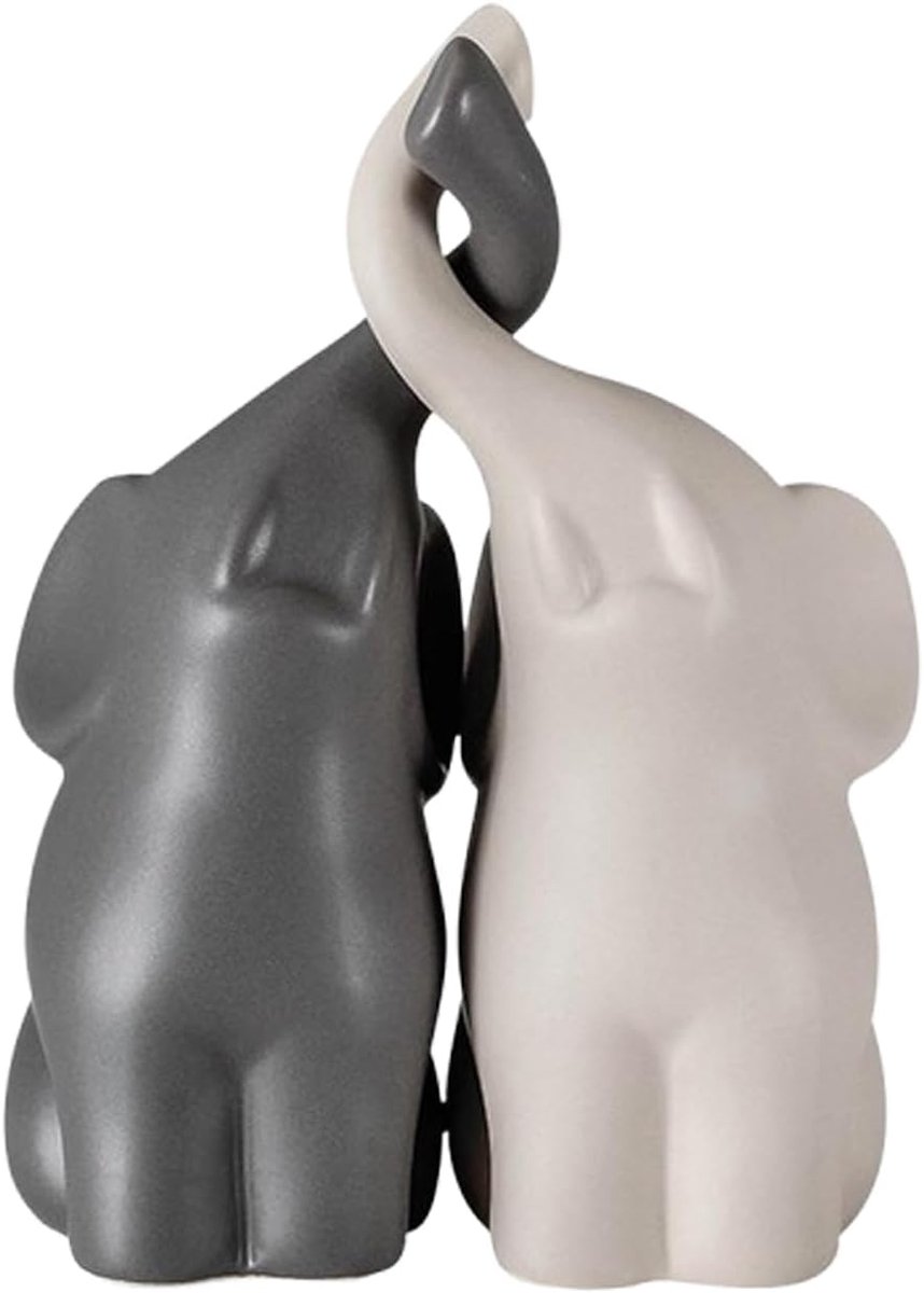 SnelShoppen - Keramische olifanten decoratie, handgemaakte moderne olifantenfiguren, robuuste keramiek met glazuur, ideaal voor vensterbanken, vitrine