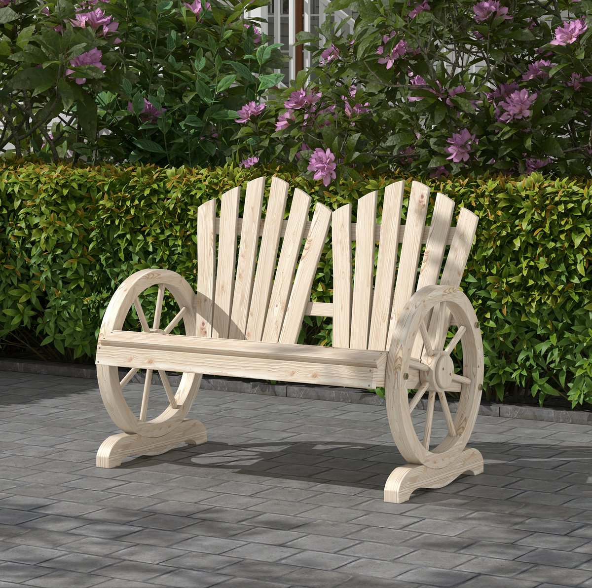 COVREO Tuinbank 108x66x95 cm naturel, hout 2-zits met armleuningen