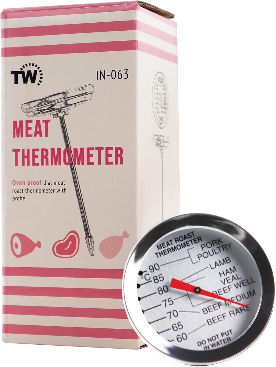 Vleesthermometer - Roestvrijstaal - Ovenbestendig - Duidelijke Temperatuurzones - Voor Vlees en Gevogelte