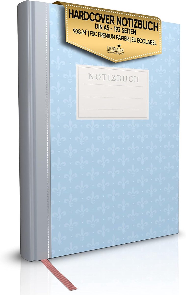 SnelShoppen - LifeDesign Notitieboek A5 - Leeg Dagboek, Bullet Journal, Schetsboek, Reisdagboek, Hardcover Notitieboek met 192 Pagina's, Bookmark, 90
