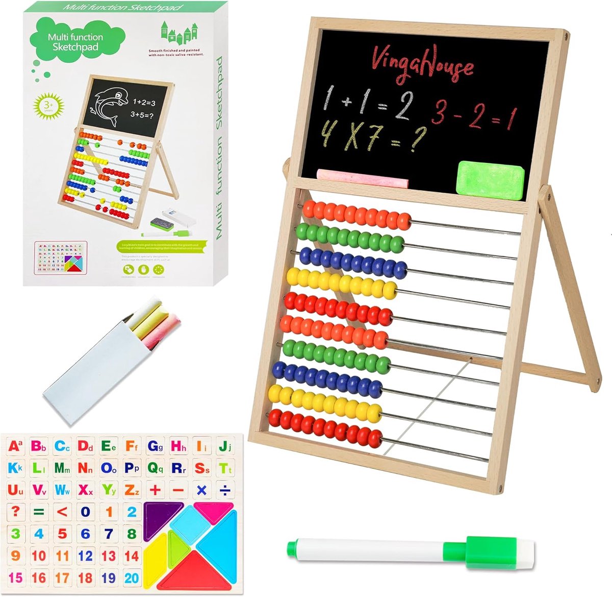 Rekenmachine voor basisschool - Kleurrijke abakus - Magnetische stickers - Speelgoed vanaf 3 jaar - SnelShoppen