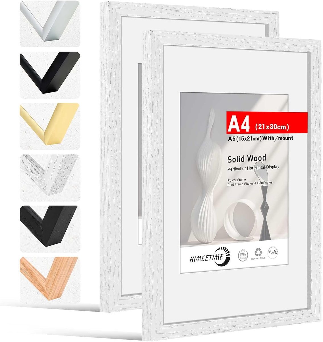 Fotolijst A4 21 x 30 cm - Zwart Houten Frame - Stevige Constructie - Perfect voor Wand- of Tafeldecoratie - SnelShoppen