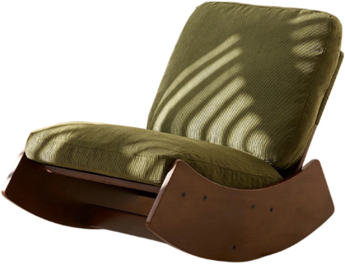 Emvae Stoel - Schommelstoel - Fauteuil - Relaxfauteuil - Relaxstoel - Leesstoel - Verstelbaar - Massief houten poot - Corduroy - Groen