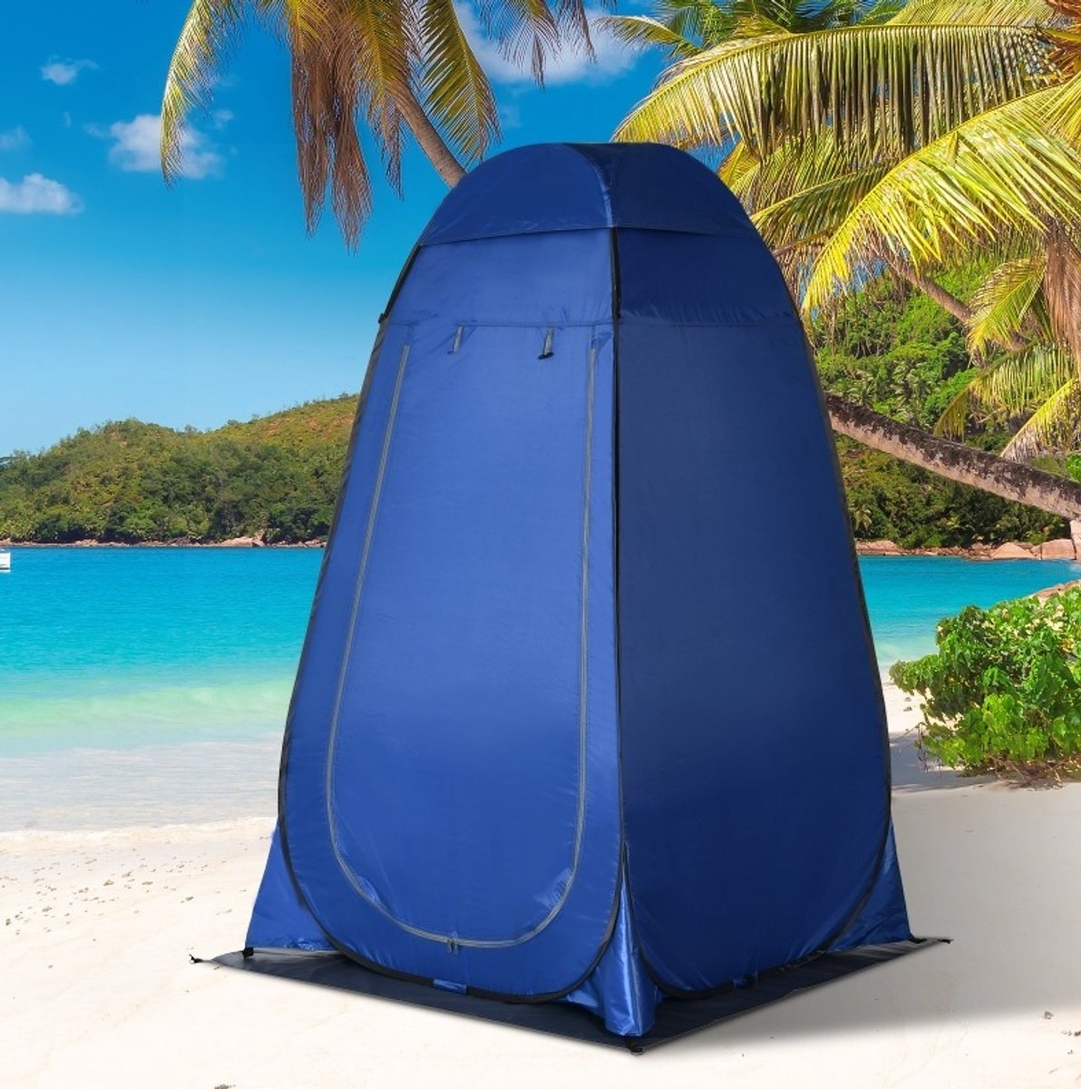 Douchetent – Pop-up constructie – 126 x 124 x 189 cm – Polyester – Blauw – Met draagtas en opbergvak