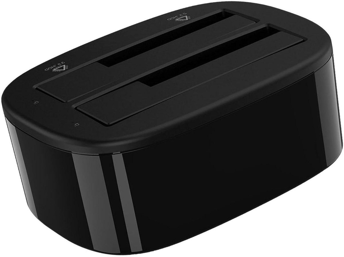 Dockingstation Harde Schijf - HDD Dock - Data Overzetten - Dubbele Sleuf - 14 x 11 x 5 cm - Zwart