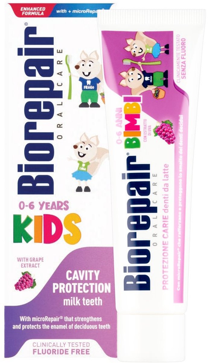 Biorepair kids - tandpasta zonder fluoride - druiven smak, 50 ml
