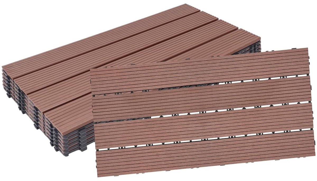 WPC kliktegels - Terrastegels Balkontegels - Buitenruimte Verfraaien - Drainagesysteem - 2 m² - Bruin