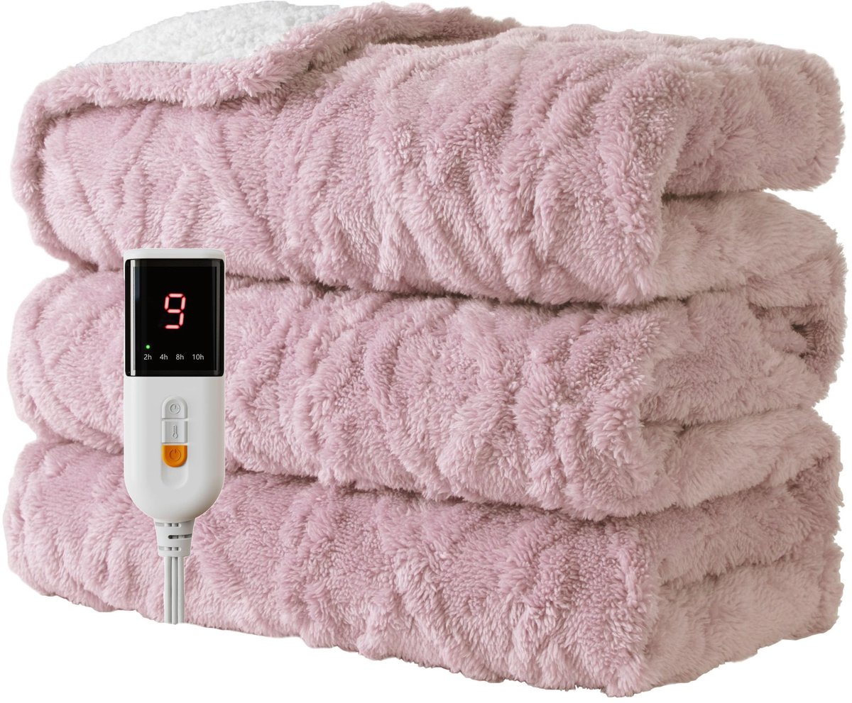 SnelShoppen - Elektrisch Deken 150x200cm, Wasbaar, Zacht en Comfortabel, Roze, Ideaal voor Thuis, Slaapkamer, en Koude Avonden