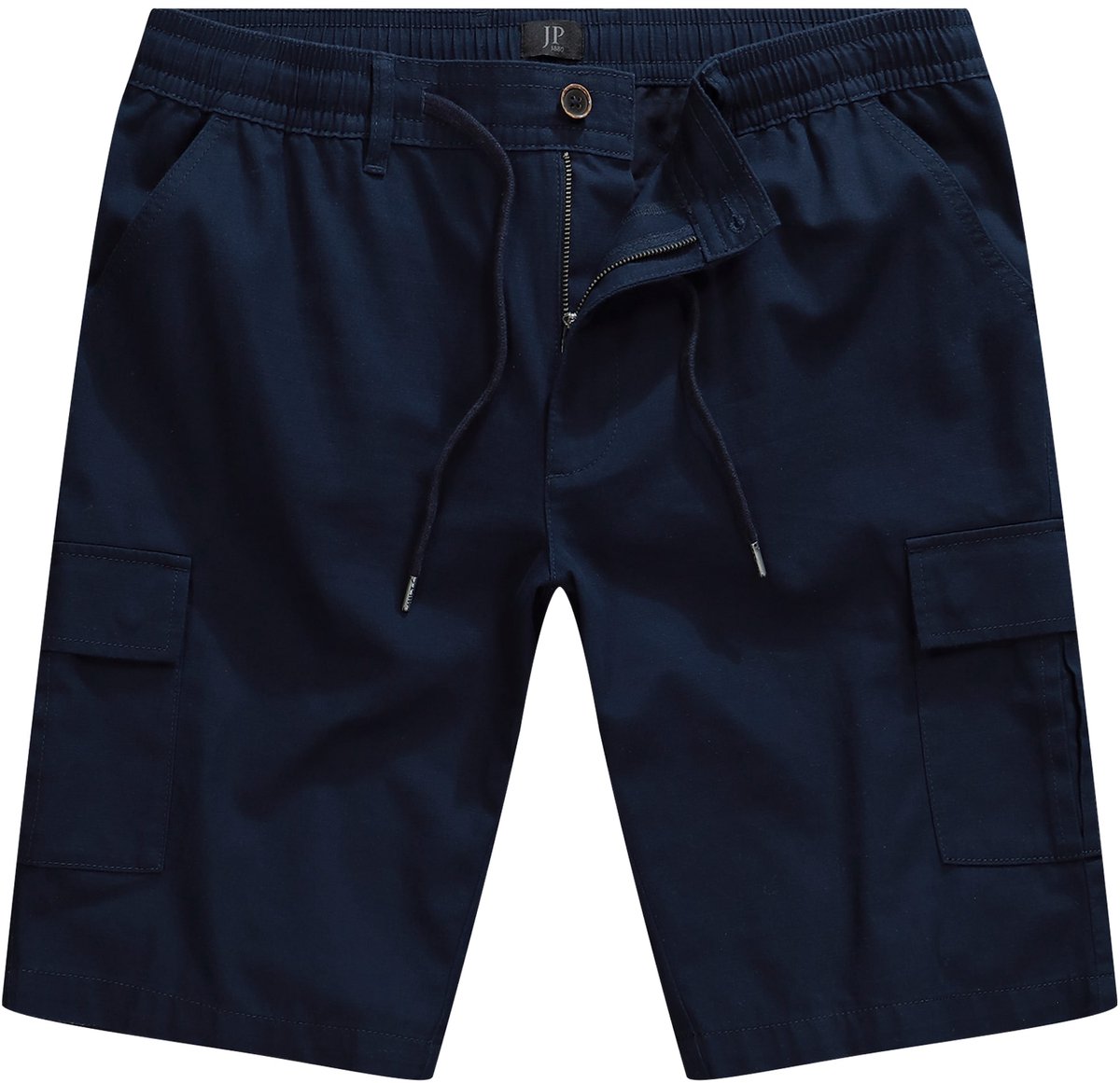 JP 1880 - Heren - Bermude in linnenlook cargozakken elastische band - Navy blauw - Maat 8XL