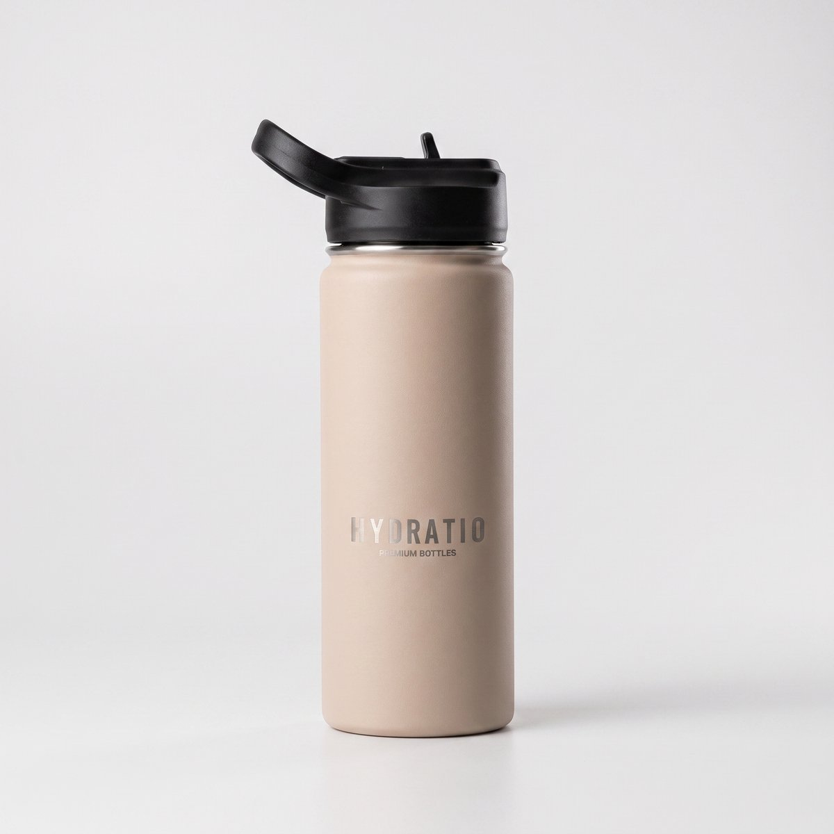 Hydratio Essence Thermosfles 500 ML Beige – Drinkfles 0,5 Liter RVS Dubbelwandig – Waterfles Lekvrij & BPA-Vrij – Isoleerfles 24 Uur Koud 12 Uur Warm – Thermosbeker Travel Mug Koffie Thee – Sport School Werk Cadeau – Sahara Taupe