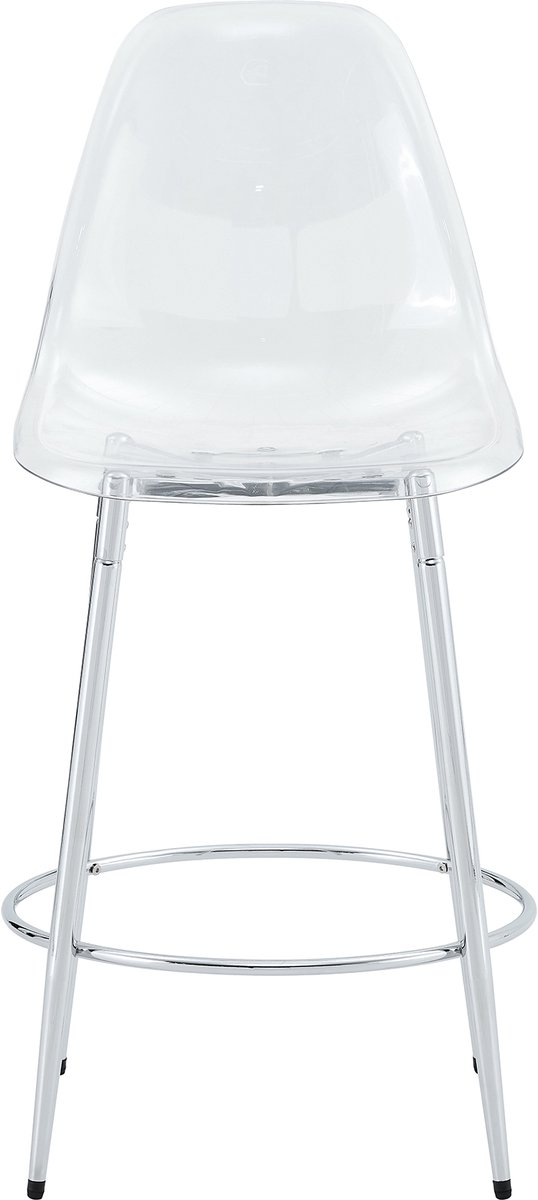 Flexibel barset: 89 cm glazen tafel + 4 barkrukken met een zwevend design – speciaal ontworpen voor Europese open keukens. Sliver metalen frame, met comfortabele voetsteun.