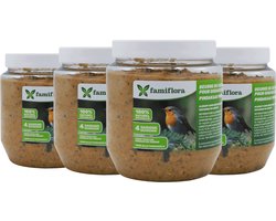 Famiflora pindakaas voor tuinvogels met zonnebloempitten - 4 x 350 gr - Vogelpindakaas - Met zonnebloempitten voor extra aantrekkingskracht en voedingswaarde