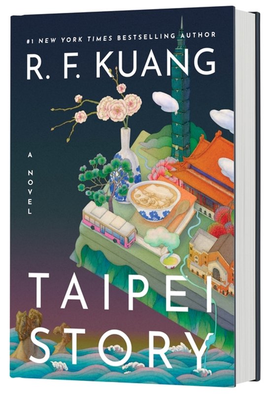Couverture du livre 'Taipei Story' par R.F. Kuang. Illustration avec Taipei 101, des temples et un bus.