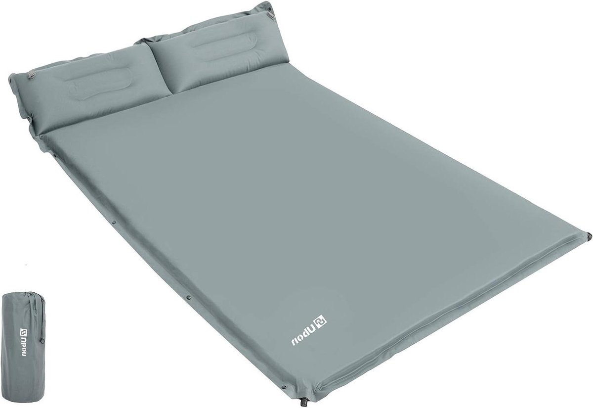 Kampeerbed met kussen - Luchtmatras Slaapmat - Buiten slapen - Zelfopblazend - 190 x 130 cm - Grijs