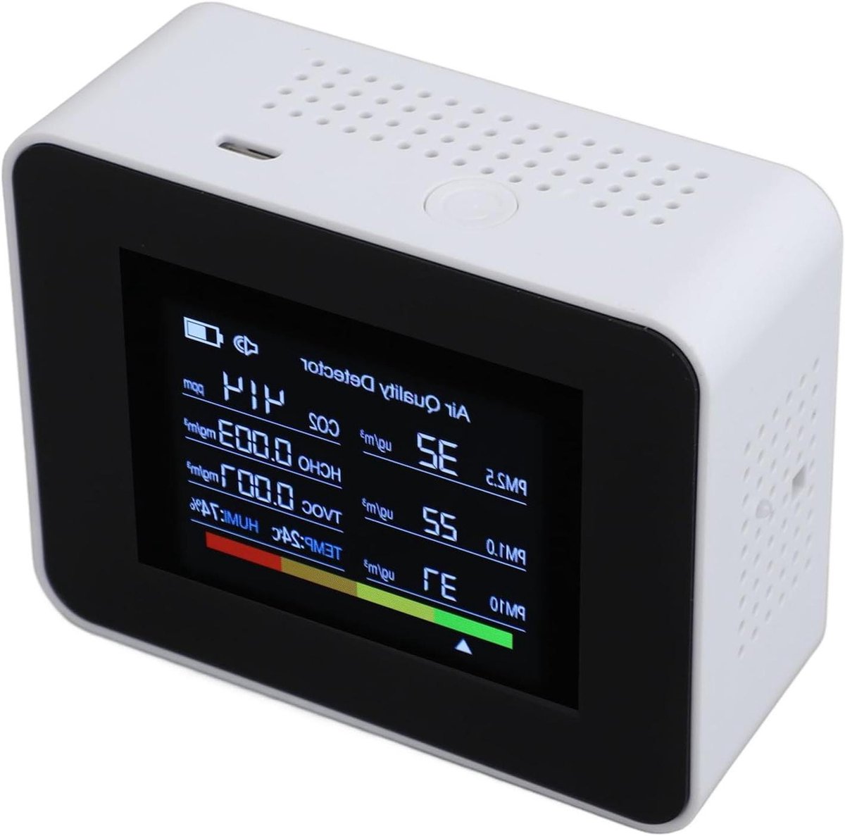 Luchtkwaliteit Meter - CO2 Detector - Binnenlucht Meten - NDIR Sensor - 14D x 10W x 5H cm - Wit