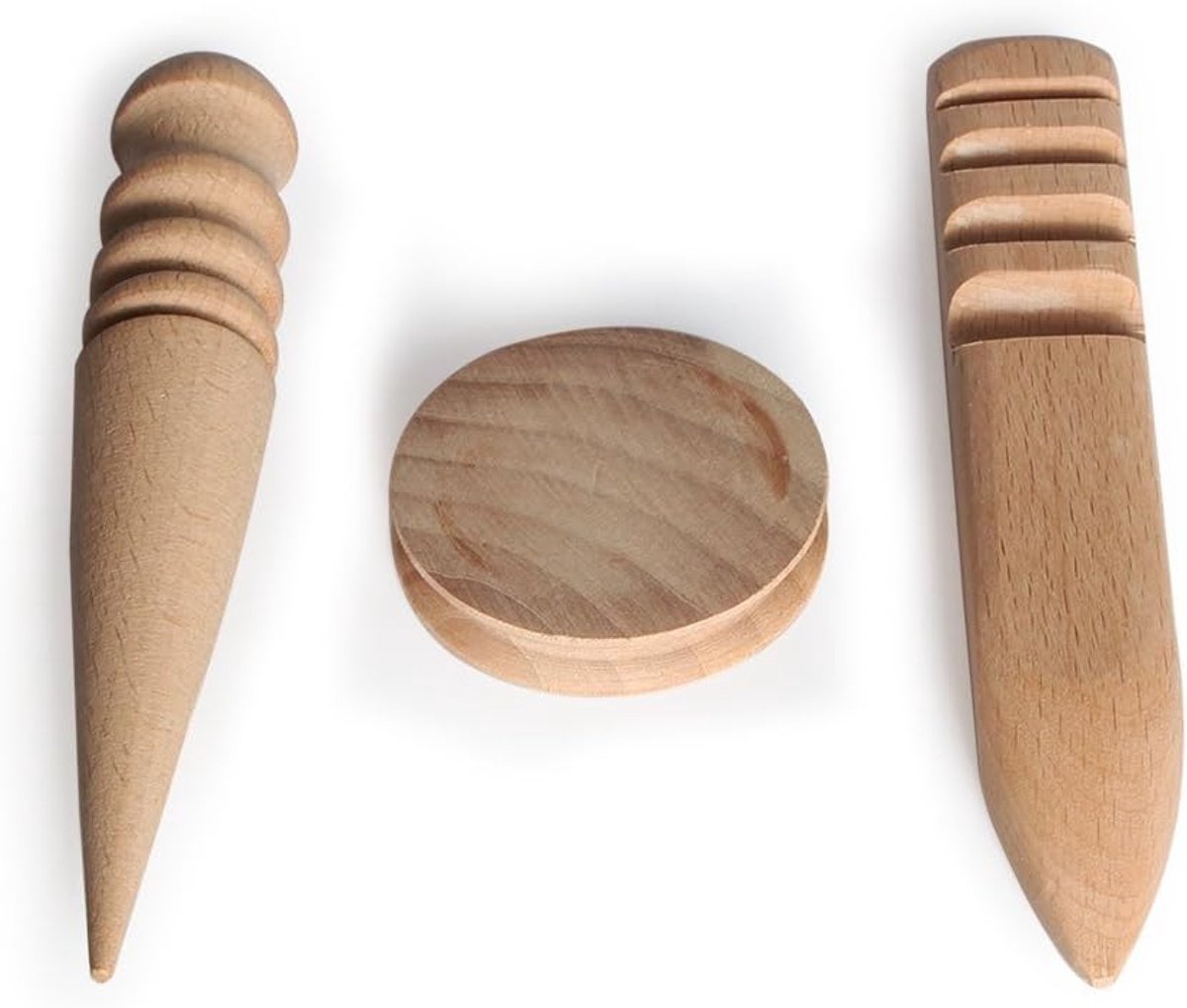 SnelShoppen - Leerbewerking Randen Sleijer Set van 3 Houten Gereedschappen voor Leerbewerking, Stevig Hout, Comfortabele Grip, Multi-Size, Polijsten e
