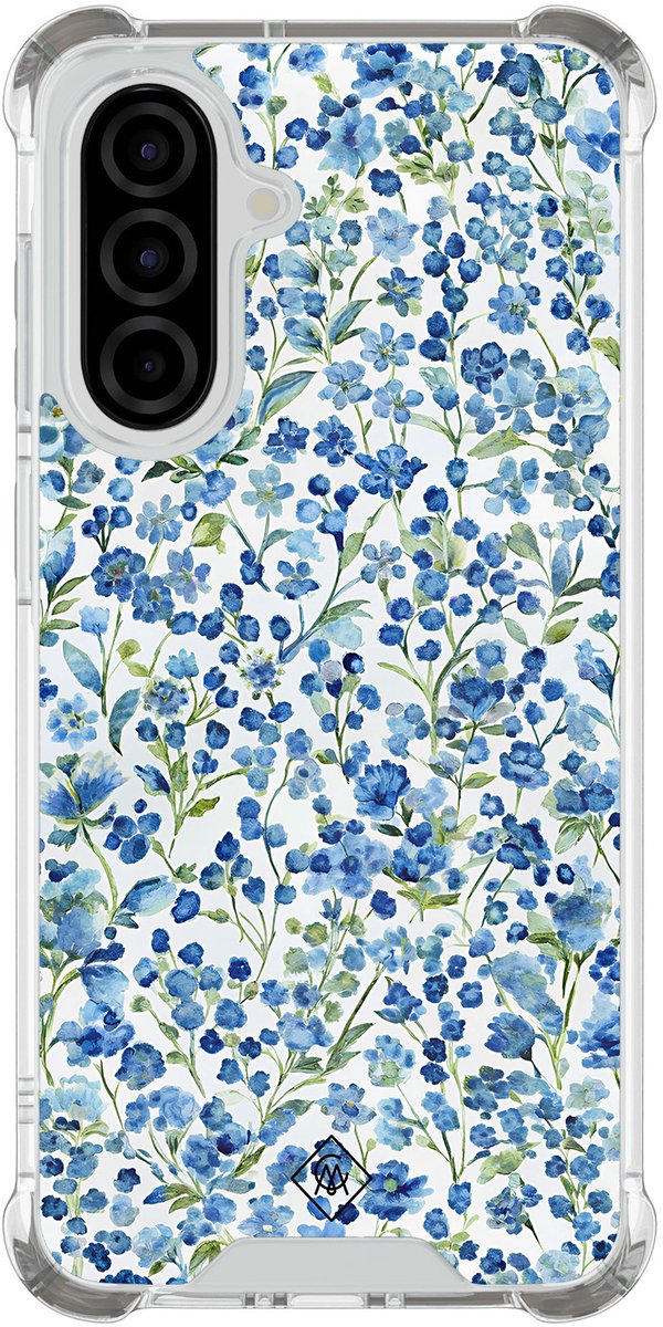 Casimoda® hoesje - Geschikt voor Samsung Galaxy A37 - Vintage Blue Floral - Shockproof case - Extra sterk - TPU/polycarbonaat - Blauw, Transparant
