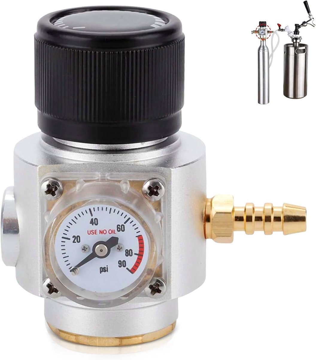 SnelShoppen - CO2 Regulator 2 in 1 Mini CO2 Gas Regulator TR21.4 Voor Europese Soda Stream - Drukmeter 0-90 psi - Aluminium, Compact & Duurzaam, Ideaa