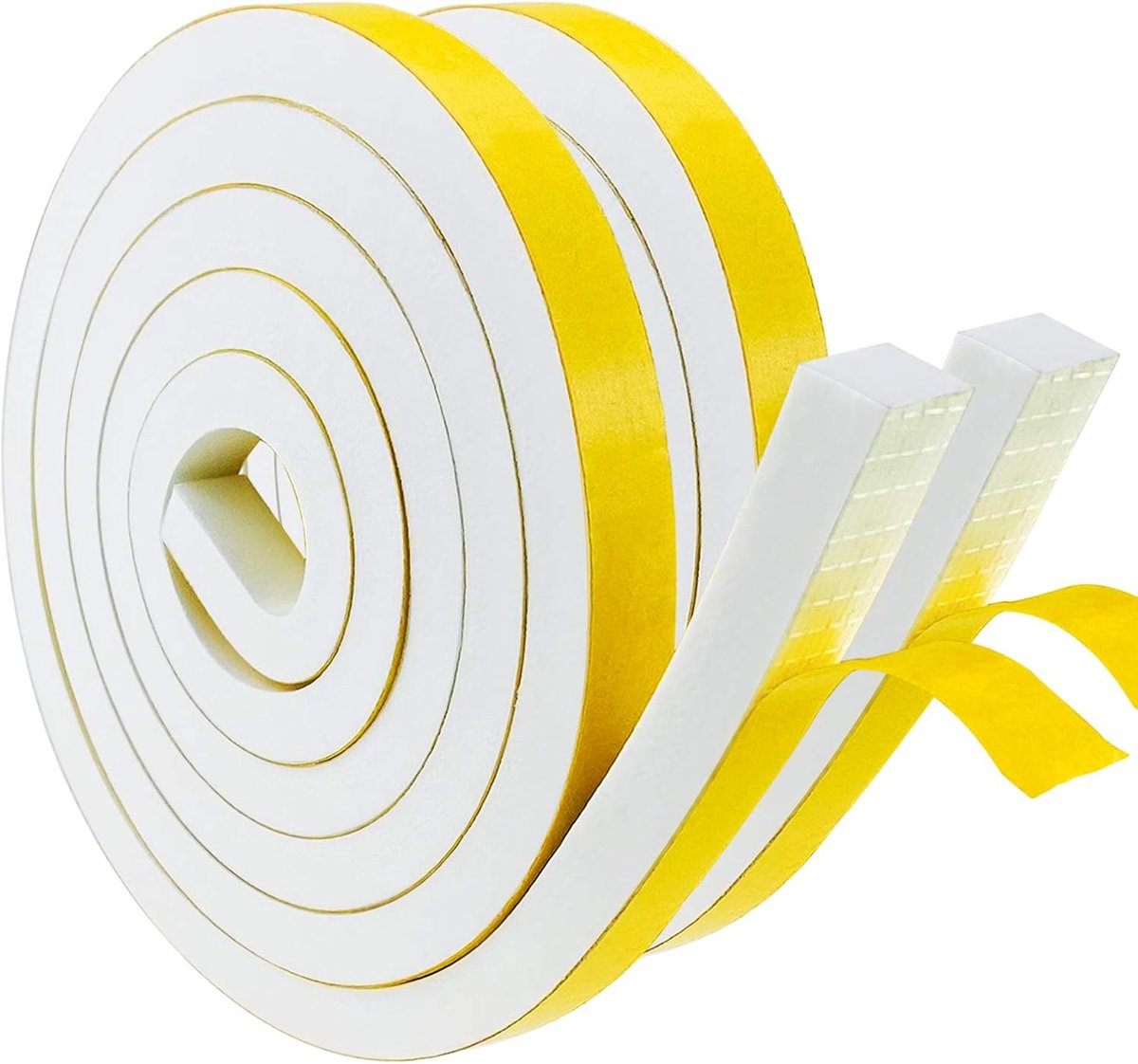 SnelShoppen - Zelfklevende Foam Sealing Tape Wit 12mm x 12mm - 2 Rollen van 2m - Weerbestendig, Geluidsisolatie, Voor Deuren en Ramen