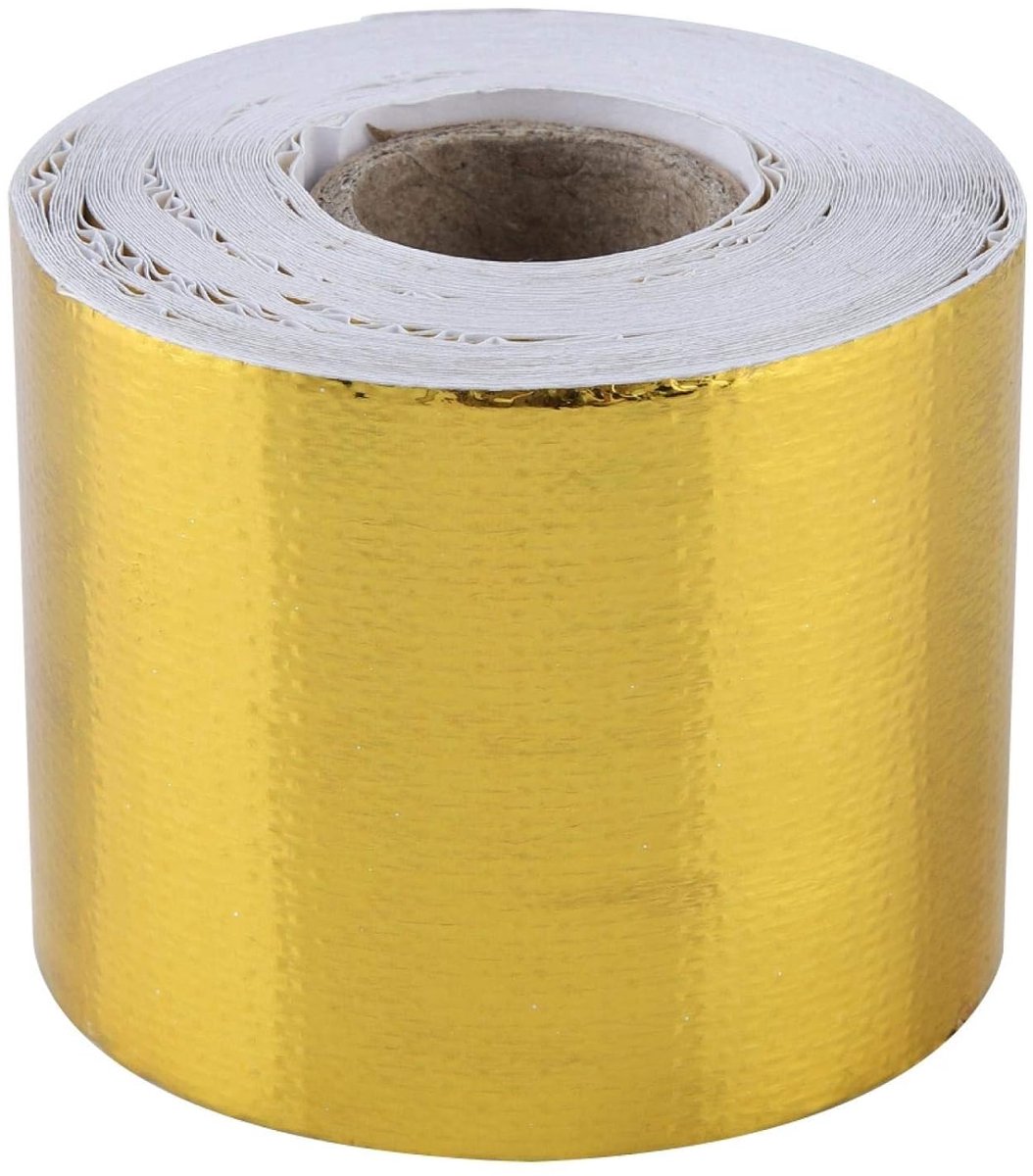 SnelShoppen - Heat Resistant Wrap Tape - 10M x 5cm Goud Aluminium Folie Zelfklevend Reflectief Warmte Schild Isolatie Tape voor Auto, Brandwanden, Bra