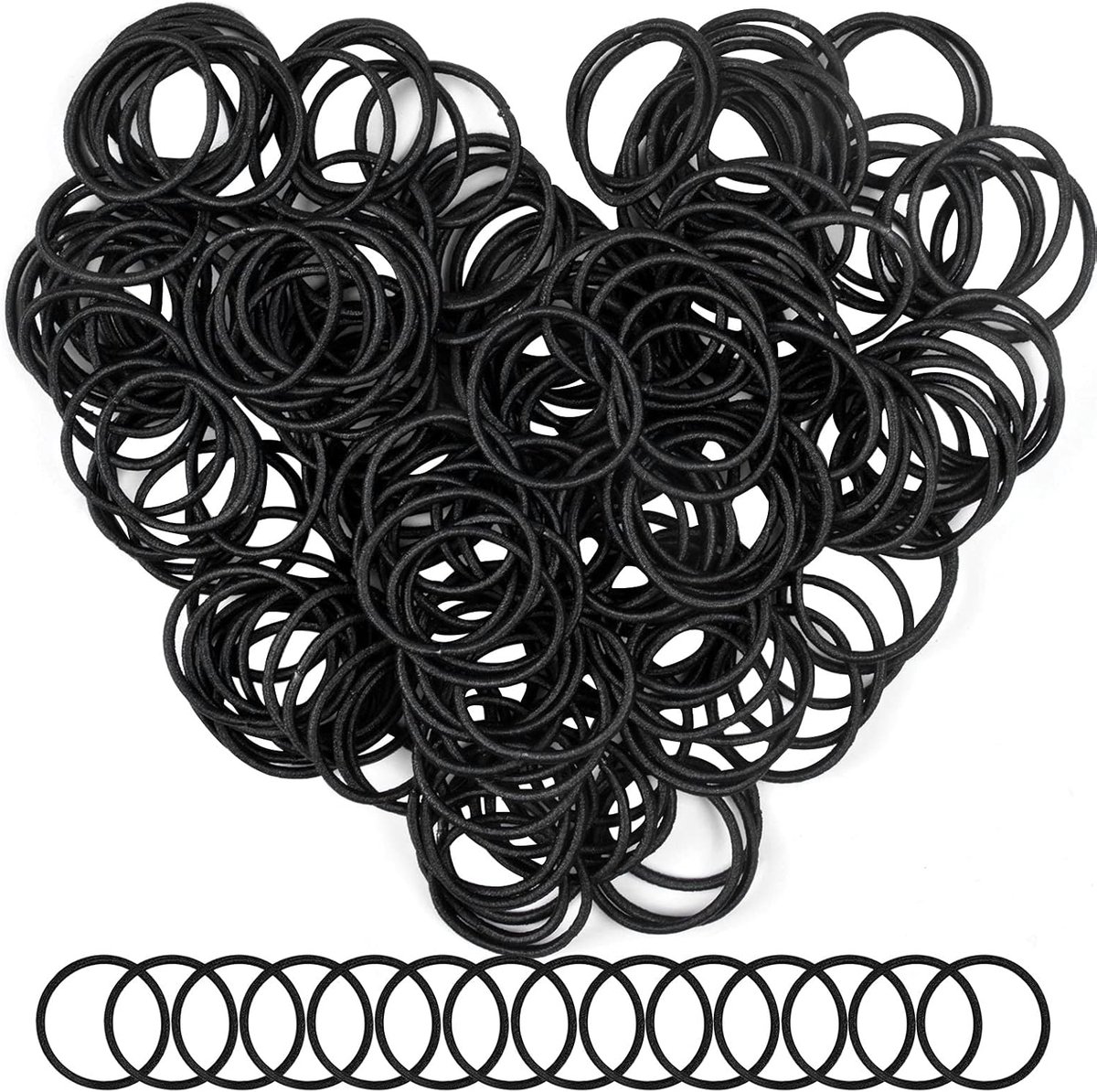 SnelShoppen - 200 Stuks Haar Elastiekjes voor Meisjes, 2mm Zwarte Elastische Haarbandjes zonder Metaal, Dunne Ponytail Houder voor Kinderen en Volwass