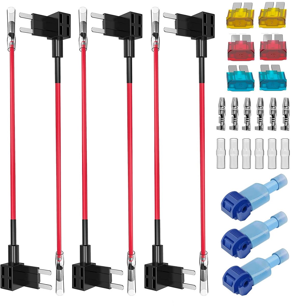 GUUZI 6pcs 12V-24V Micro 2 Add-A-Circuit Fuse Adapter with Wiring Harness, Micro 2 Fuse Holder with 6pcs Replacement - ShopVlot