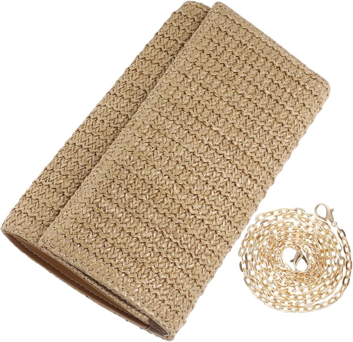 Str color - Str clutch Wicker tas - Zomerse uitjes - Imitatie stro design - 23.50X13.50X4.00CM - Beige