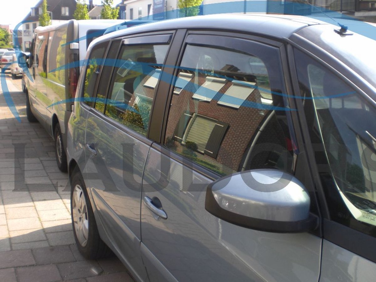Zijwindschermen donker getint tbv Renault Espace 5 deurs & ook GRAND (type 4) - 5 deurs - vanaf bouwjaar 2002-2014- set tbv 4 deuren, tbv voor & achterramen L+R pasvorm