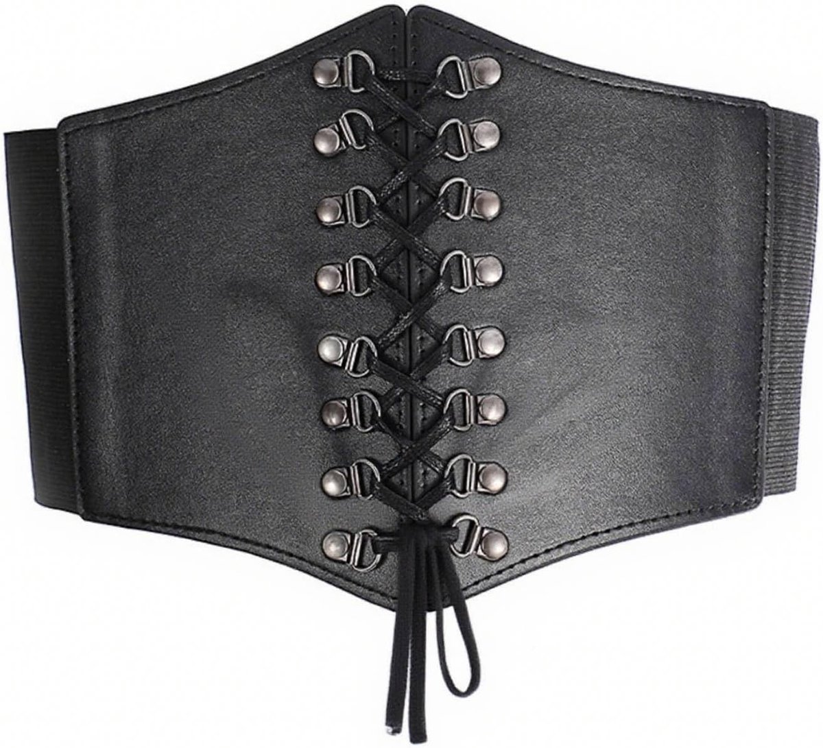 Retro elastische tailleband voor vrouwen, vintage brede korsetriem, verstelbare laced up riem voor Halloween en carnaval kostuums