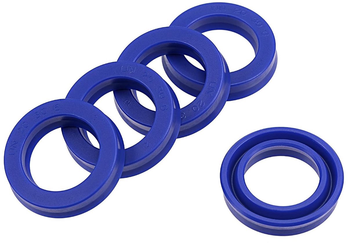 5 Stuks UN Radiale Asafdichtingen, Industriële PU Olieafdichtingen voor Hydraulische Cilinders (Blauw, 20mm ID x 30mm OD, 6mm Breed)