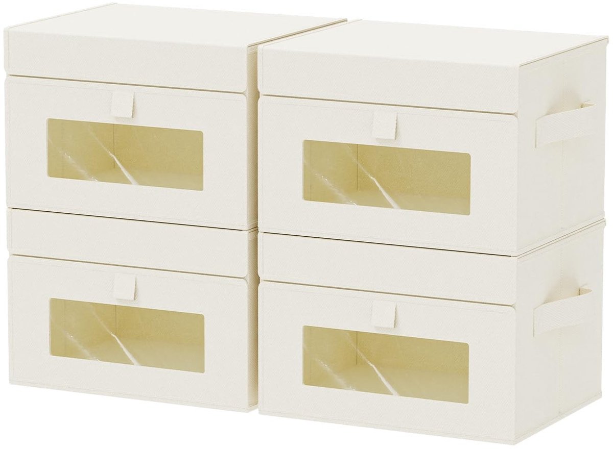 Omgoods - Set van 4 Transparante Opbergdozen met Deksel en Handvatten