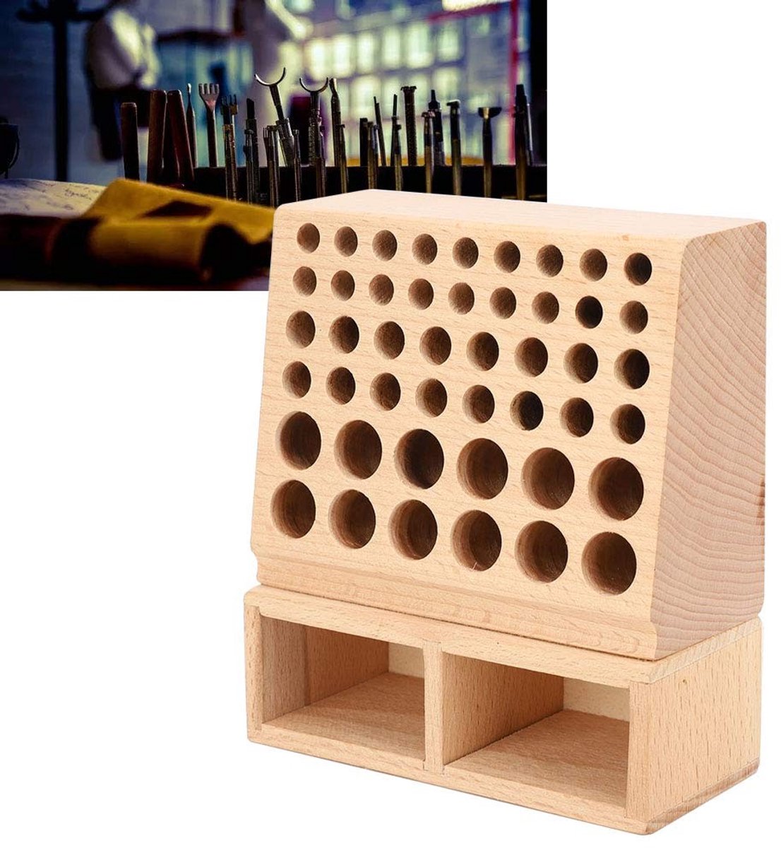 Omgoods - Houten Gereedschapshouder met 48 Gaten
