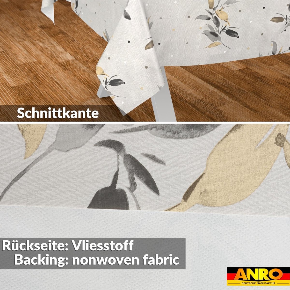 Omgoods - Wasbaar Tafelkleed van Tafelzeil met Waterafstotend Lotus Effect 160 x 140 cm