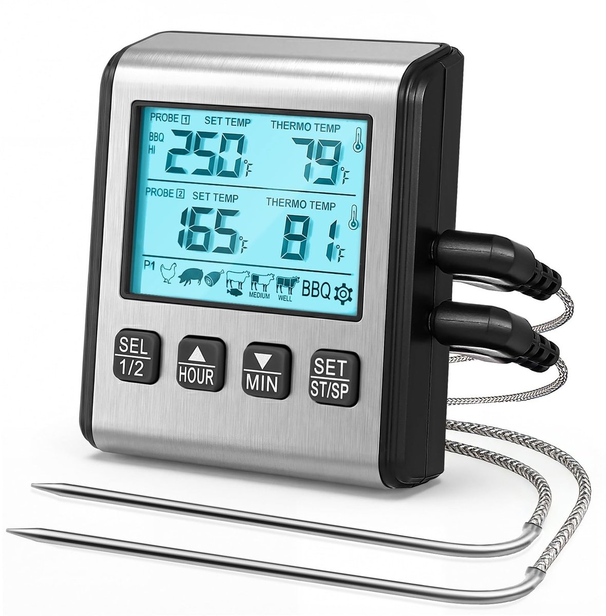 Omgoods - Digitale Keuken Thermometer met Twee Probes en Alarm