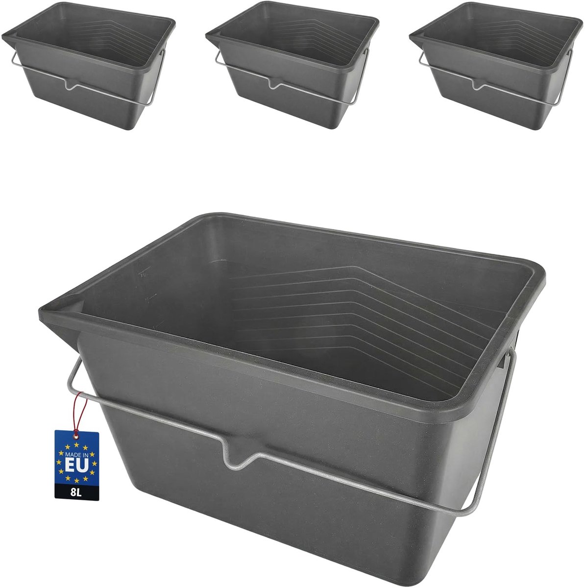 Omgoods - Set van 3 Plastic Verfbakken van 8 Liter