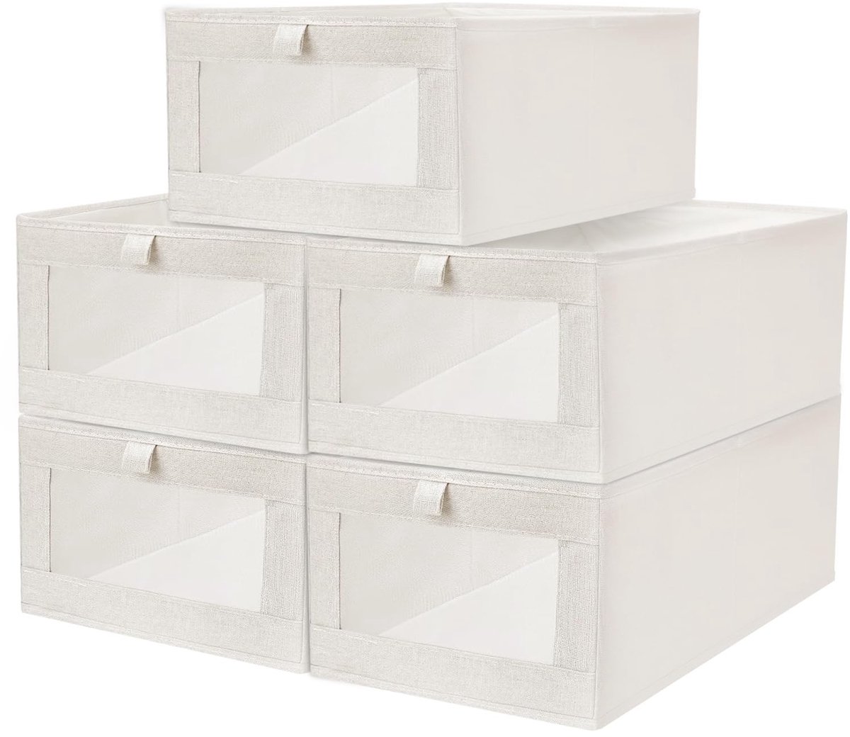 Omgoods - Set van 5 Opbergdozen voor Kleding - Katoen en Linnen Beige