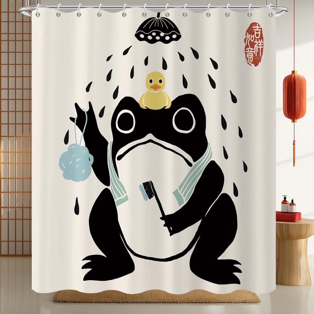 Omgoods - Grappig Frosch Douchegordijn - 180x200 cm Waterdicht