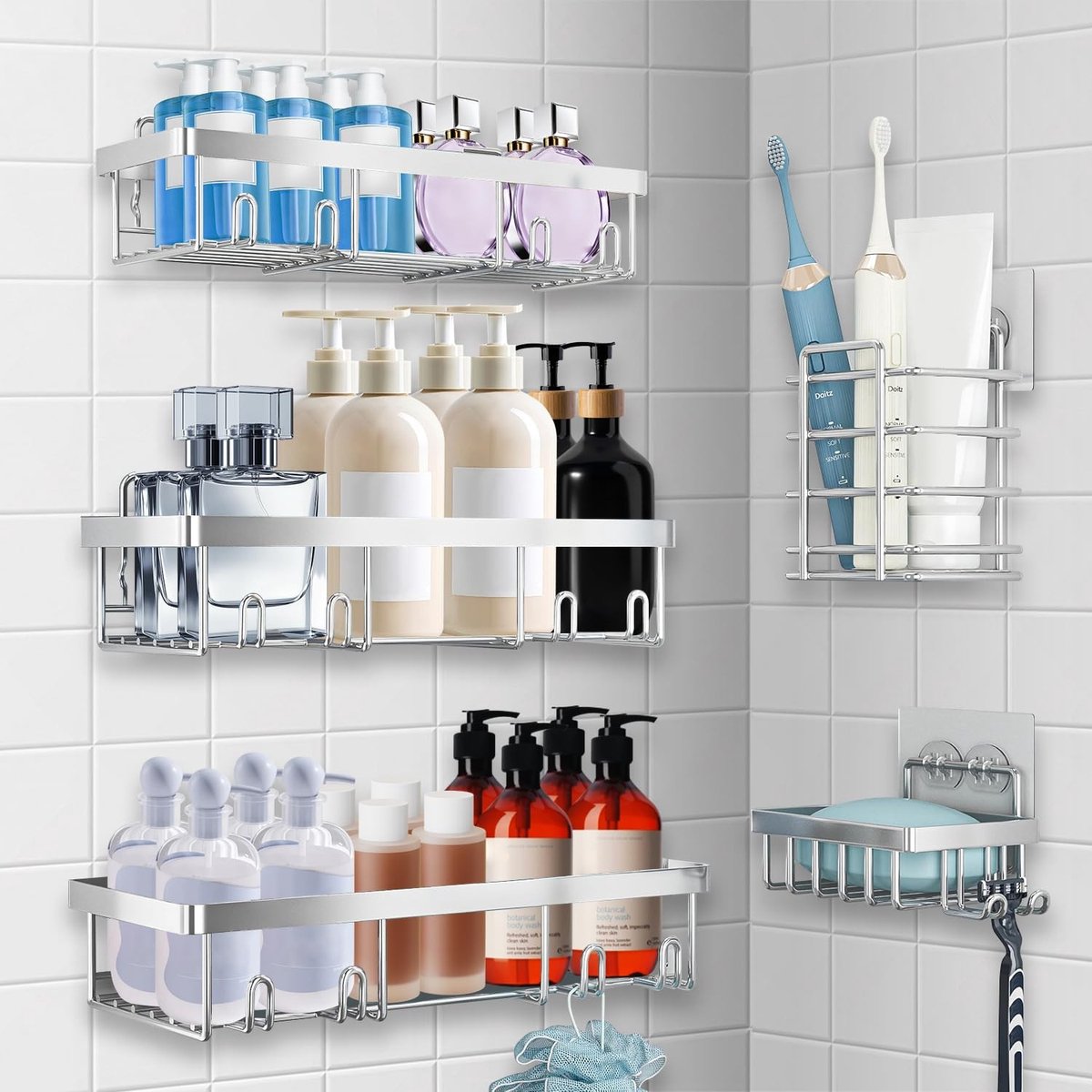 Omgoods - Rustvrije Doucherek zonder Boren - Badkamer Organizer Set