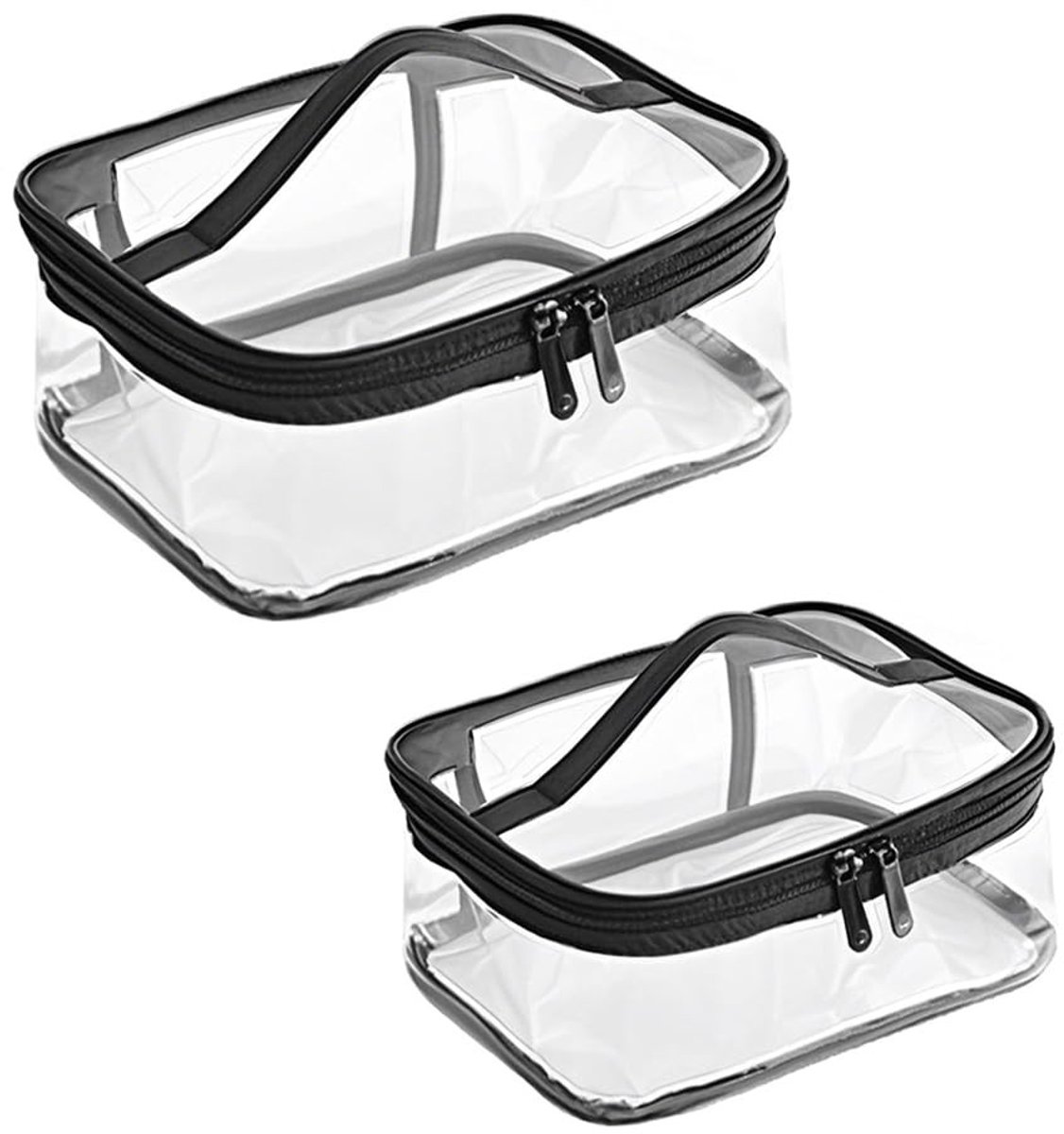 Omgoods - Transparante Toilettas - Set van 2 Makeup Bags met Handvat