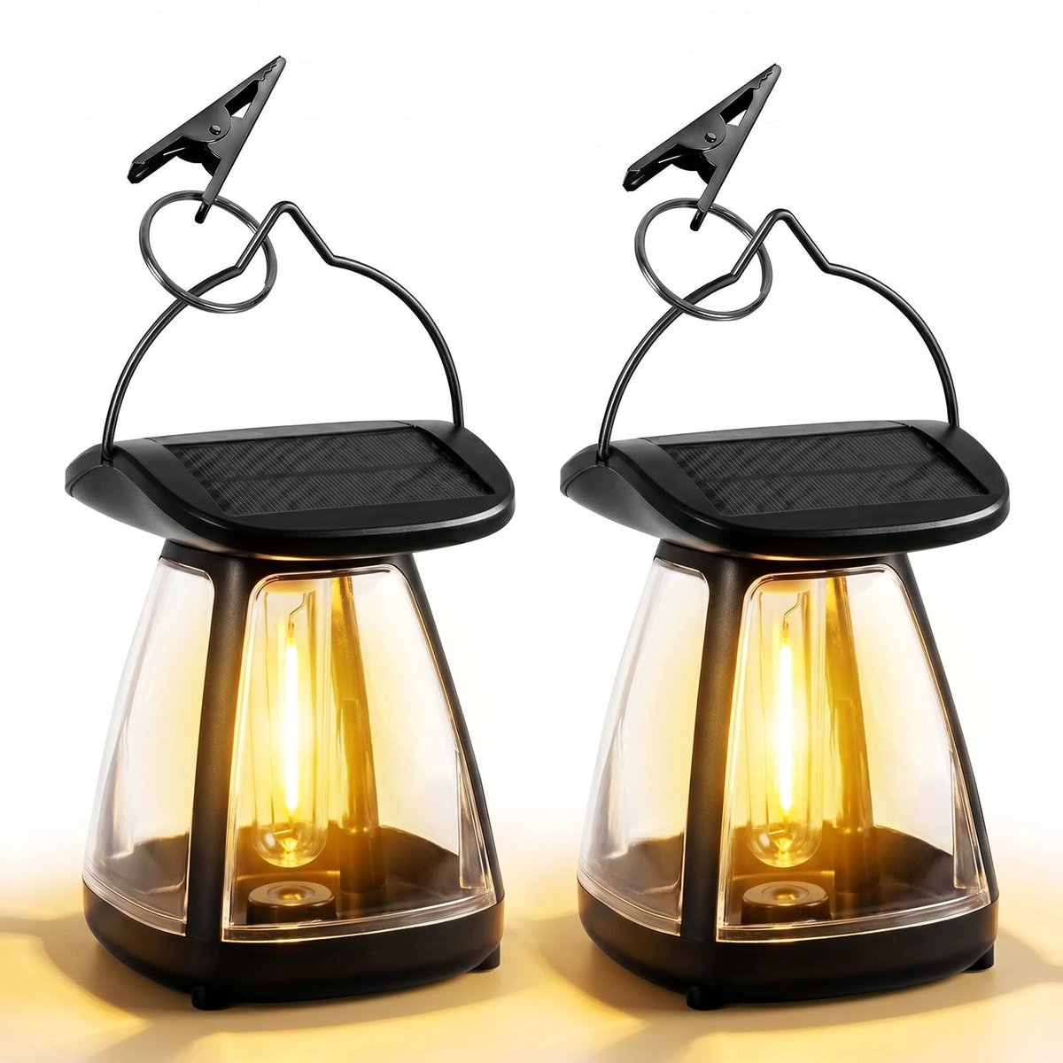 Omgoods - Set van 2 Buiten Solar Tuinverlichting met Dubbele Zonnepanelen